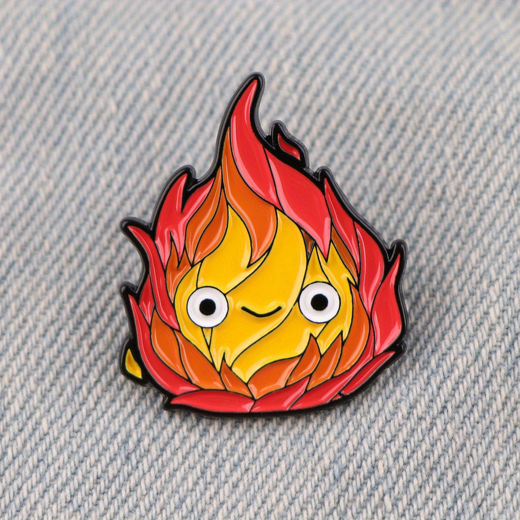1PC Anime Fire Shaped Pattern Brooch Cartoon Enamel Pin Paint Badge Clothing Backpack Accessories