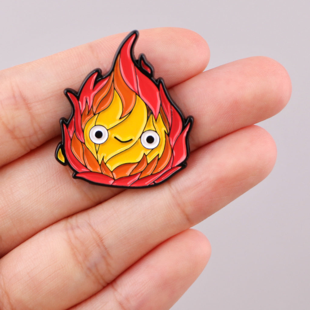 1PC Anime Fire Shaped Pattern Brooch Cartoon Enamel Pin Paint Badge Clothing Backpack Accessories