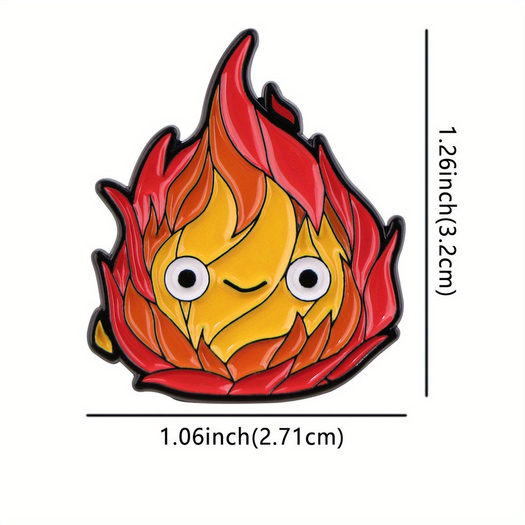 1PC Anime Fire Shaped Pattern Brooch Cartoon Enamel Pin Paint Badge Clothing Backpack Accessories