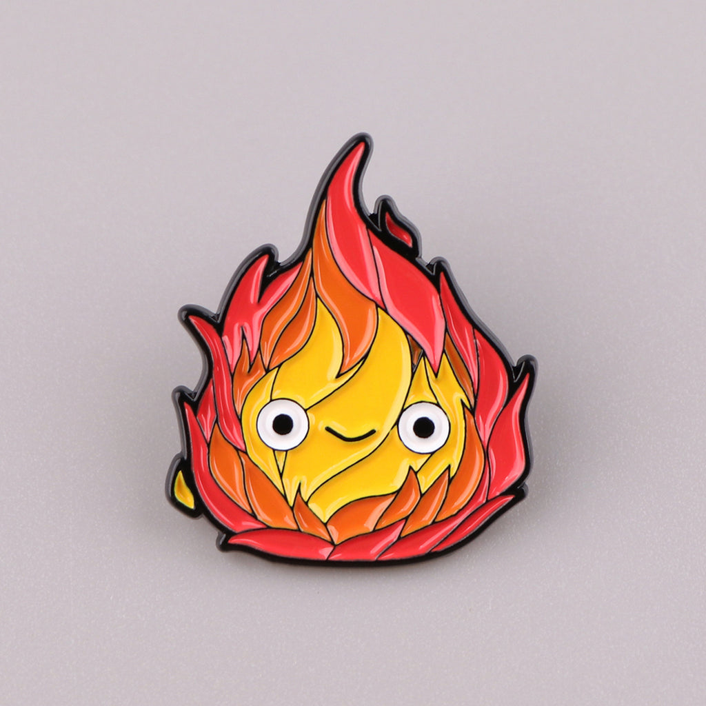 1PC Anime Fire Shaped Pattern Brooch Cartoon Enamel Pin Paint Badge Clothing Backpack Accessories