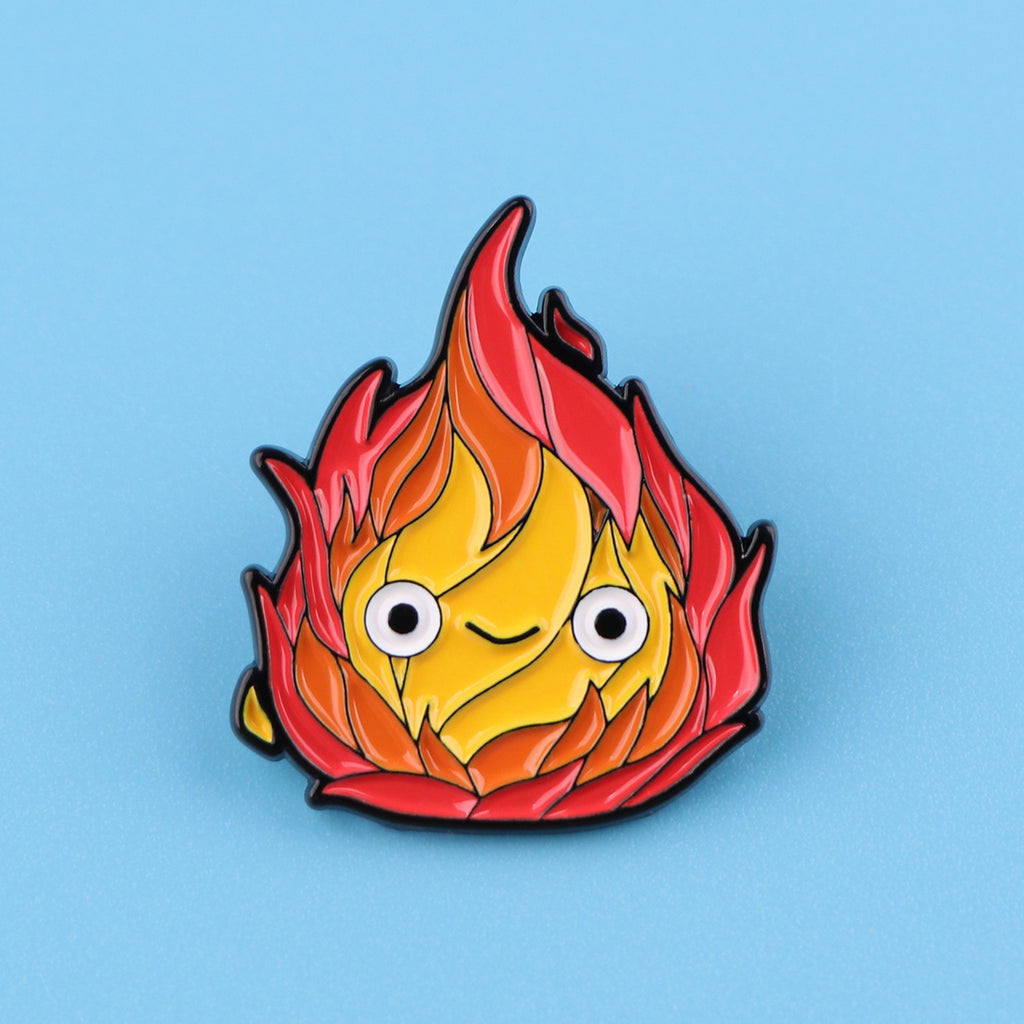 1PC Anime Fire Shaped Pattern Brooch Cartoon Enamel Pin Paint Badge Clothing Backpack Accessories