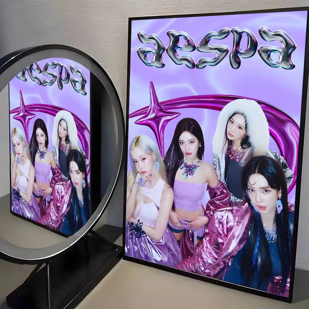 Korean pop music A-Aespa Poster art HD canvas advanced aesthetic Printing Paper Wall Art for Living Room Home Decor