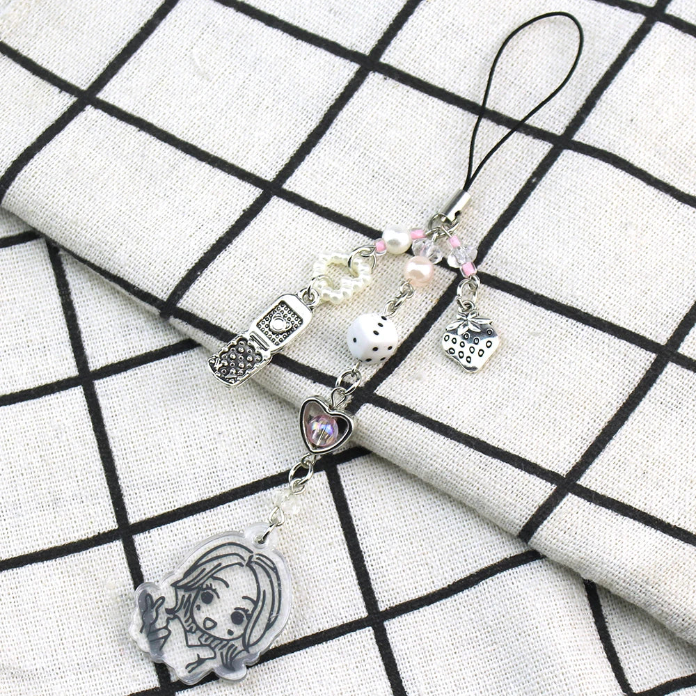 Super Cute Ai Yazawa Osaki Nana Anime Nana Hachi Matching Phonecharm Heart Strawberry Pendant Keychain Y2K Handmade Jewelry