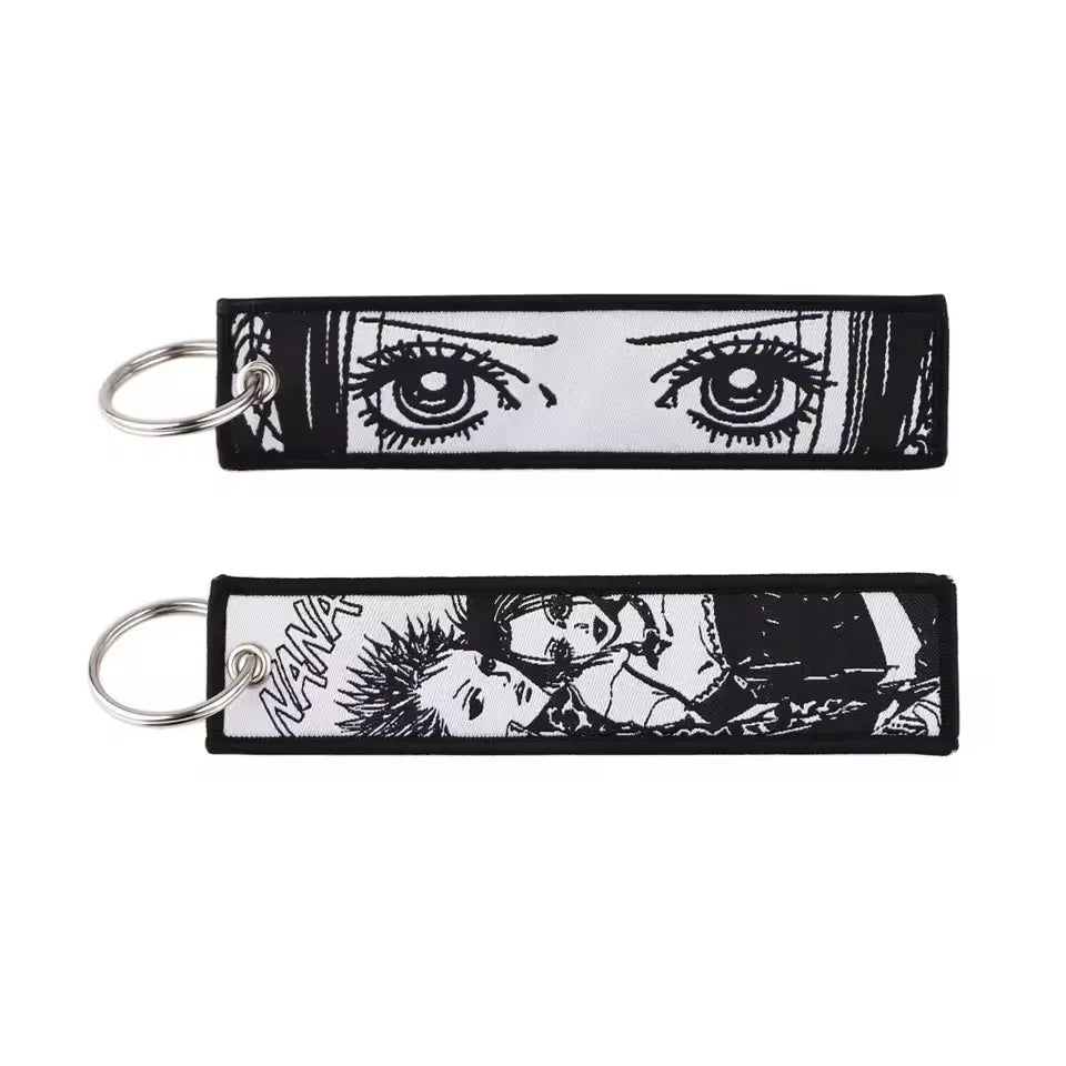 NANA Anime Eye Keychain for Motorcycles and Cars Backpack Manga Key Tag Cartoon Embroidery Key Fobs Bag Keyring Chaveiro Jewelry