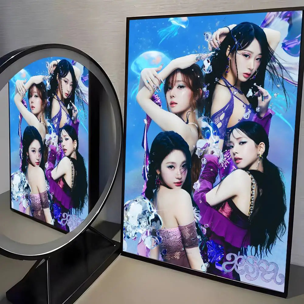 Korean pop music A-Aespa Poster art HD canvas advanced aesthetic Printing Paper Wall Art for Living Room Home Decor