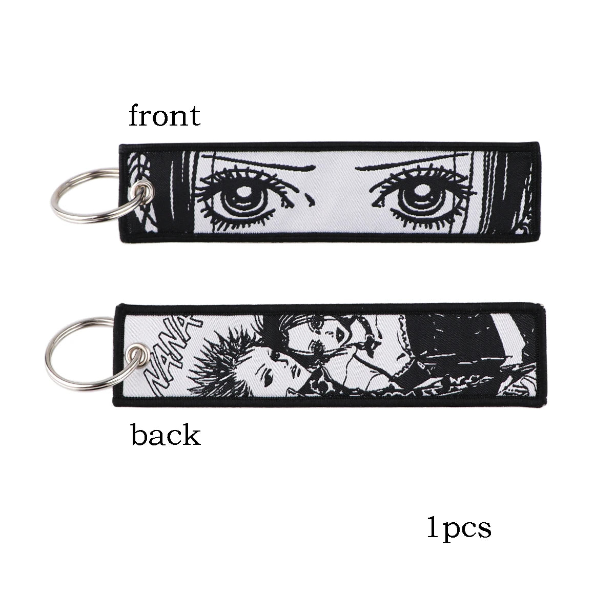 NANA Anime Eye Keychain for Motorcycles and Cars Backpack Manga Key Tag Cartoon Embroidery Key Fobs Bag Keyring Chaveiro Jewelry