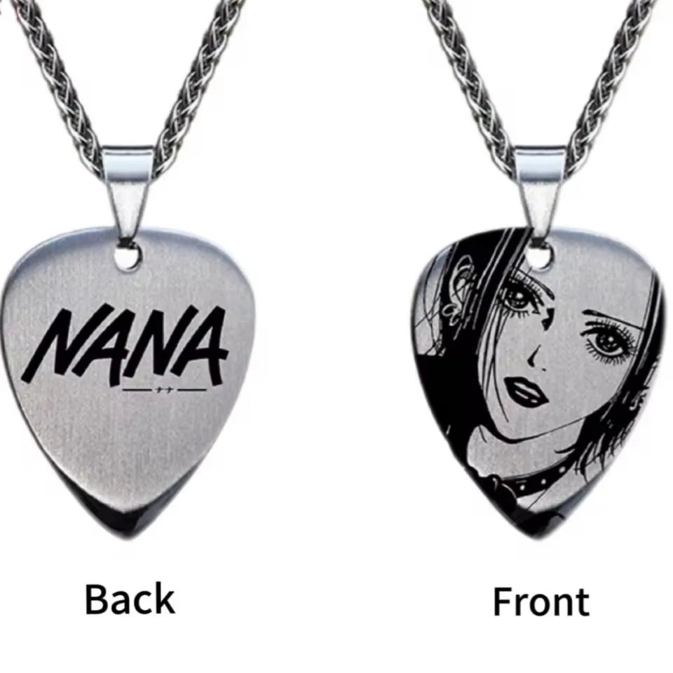 Anime NANA Choker – Colar de Aço com Pingente Estilo Palheta de Guitarra
