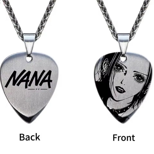 Anime NANA Choker – Colar de Aço com Pingente Estilo Palheta de Guitarra