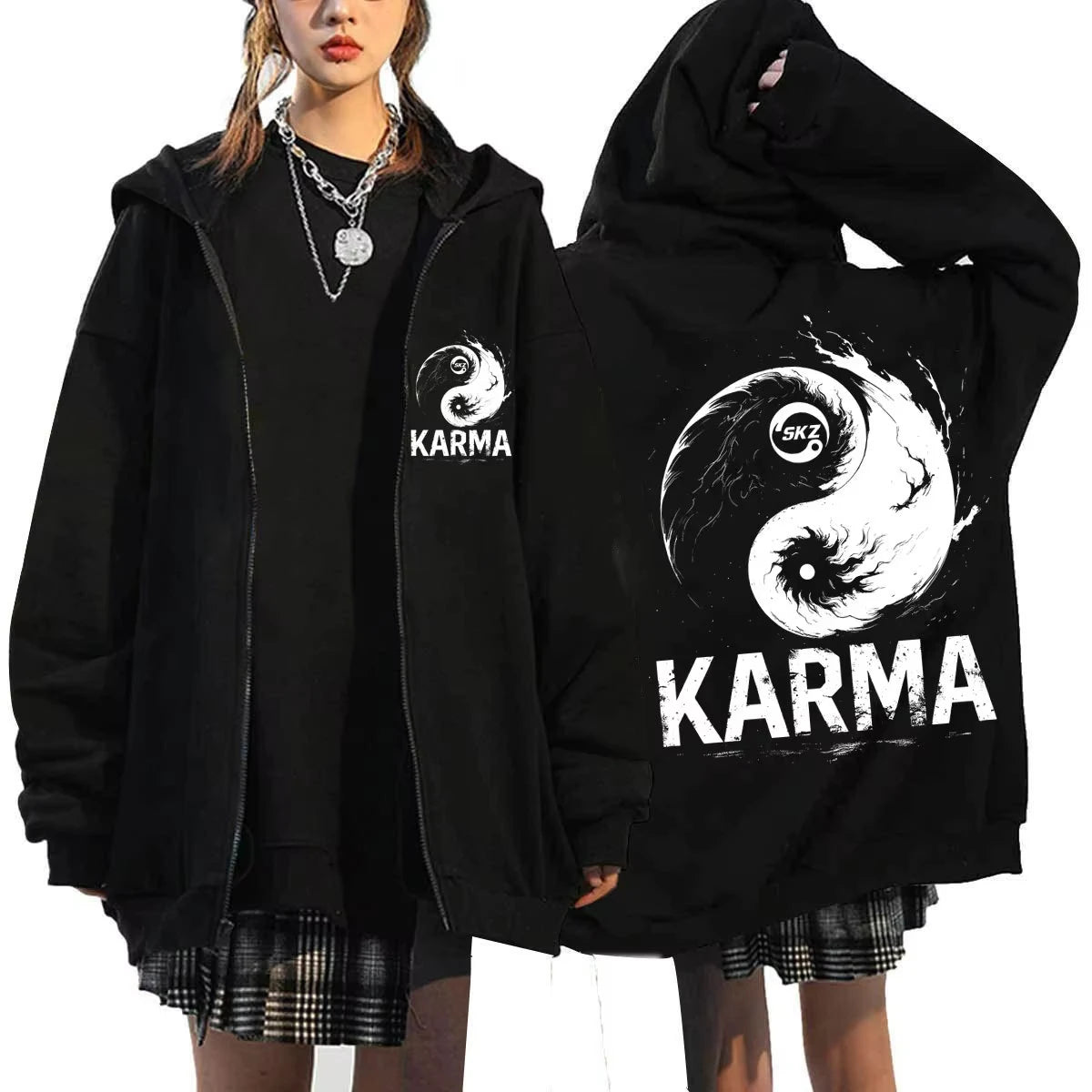 KPOP The 4th Album KARMA FELIX HAN BANGCHAN CHANGBIN HYUNJIN SEUNGMIN LEE KNOW Zip Up Women/Men Hoodie Sweatshirt Couple Clothes