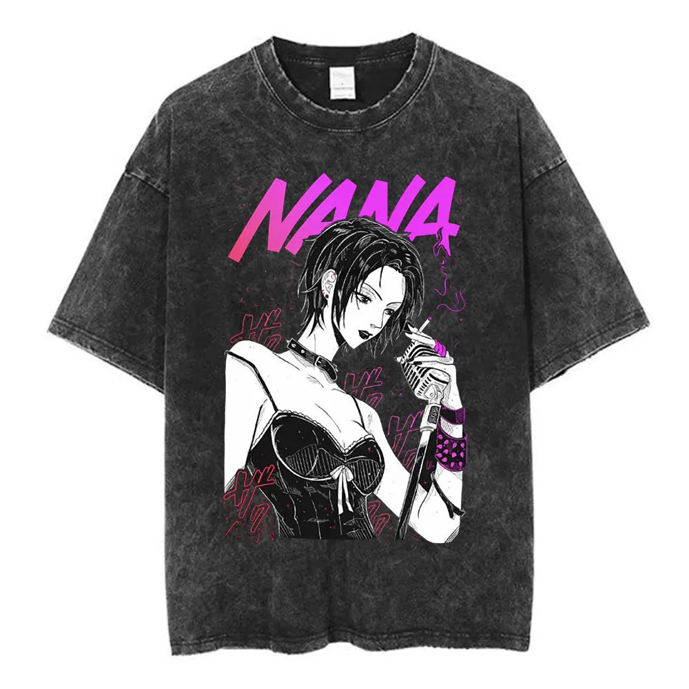 Camiseta NANA – Osaki Nana & Komatsu Nana Estilo Vintage Lavada Unissex
