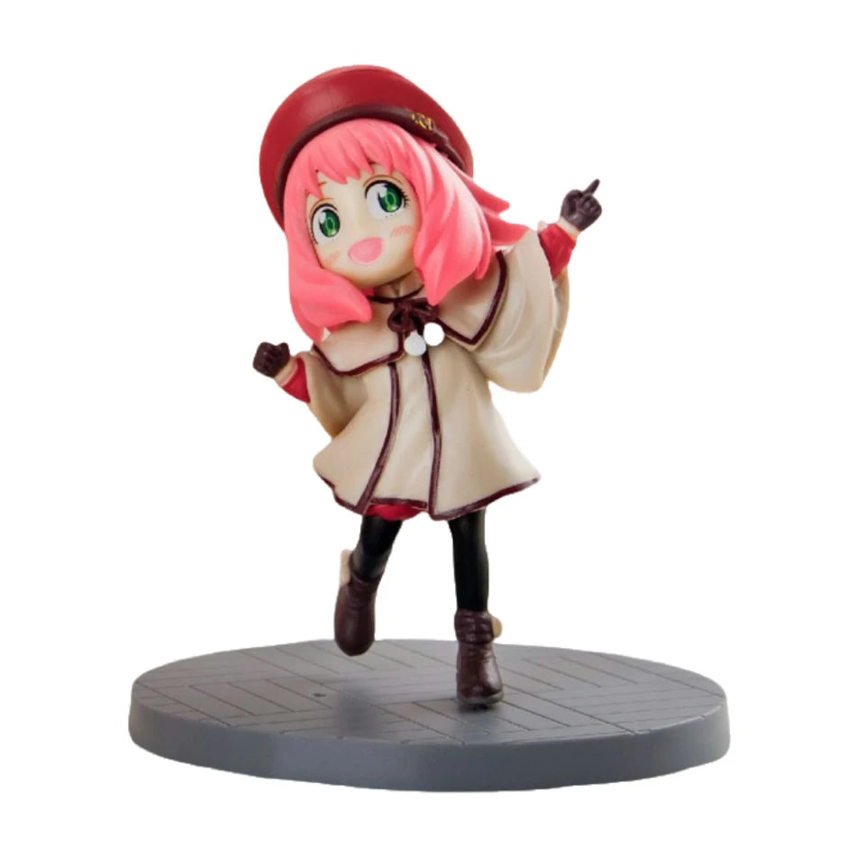 New  Anime Spy X Family CODE:White 14cm Toy PVC Anya Winter Clothing Detective Image Desktop Decorations Cute Gifts for Kids