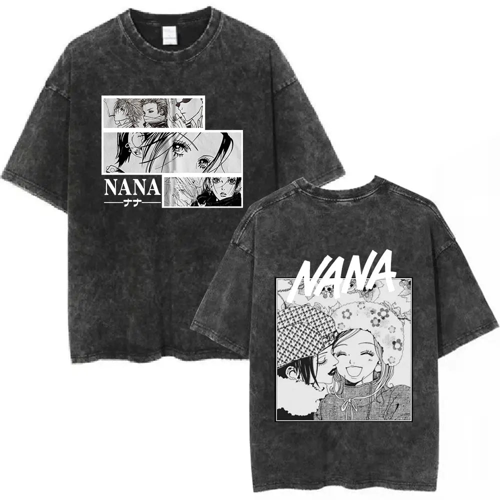 Camiseta NANA – Osaki Nana & Komatsu Nana Estilo Vintage Lavada Unissex