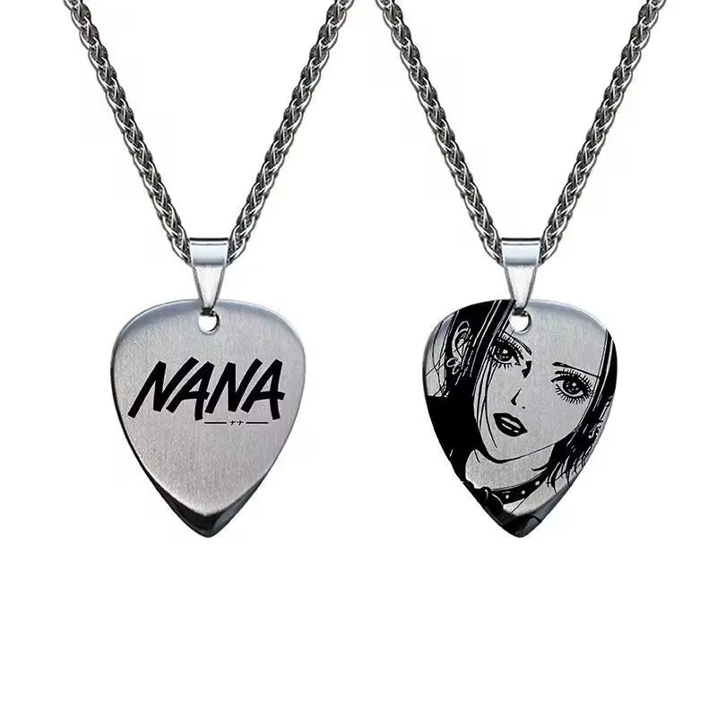 Anime NANA Choker – Colar de Aço com Pingente Estilo Palheta de Guitarra
