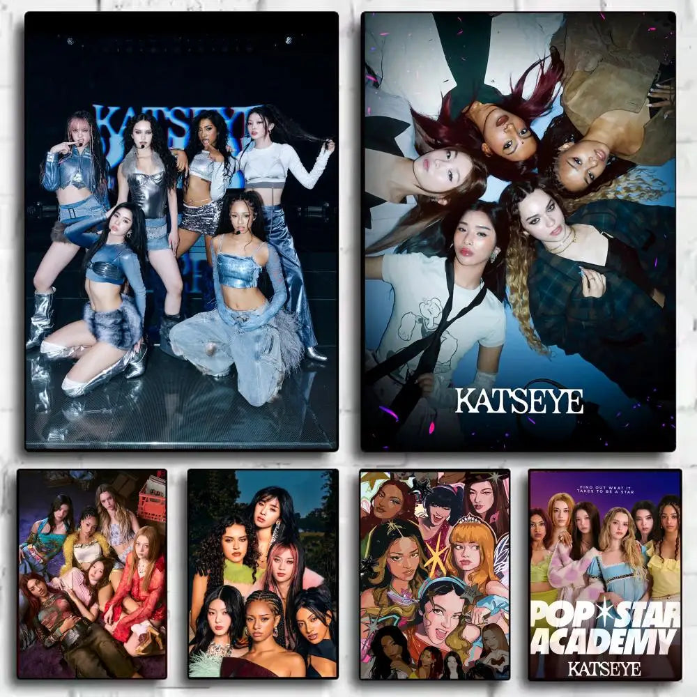 Pop Kpop Groups K_KatseyeS Magazines Poster Decorative Wall Art Stickers Mural Photo Print for Home Living Room Hallway Decor