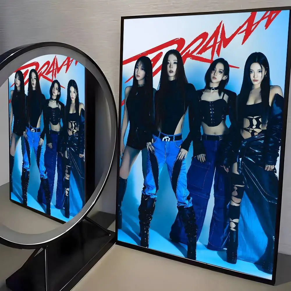 Korean pop music A-Aespa Poster art HD canvas advanced aesthetic Printing Paper Wall Art for Living Room Home Decor