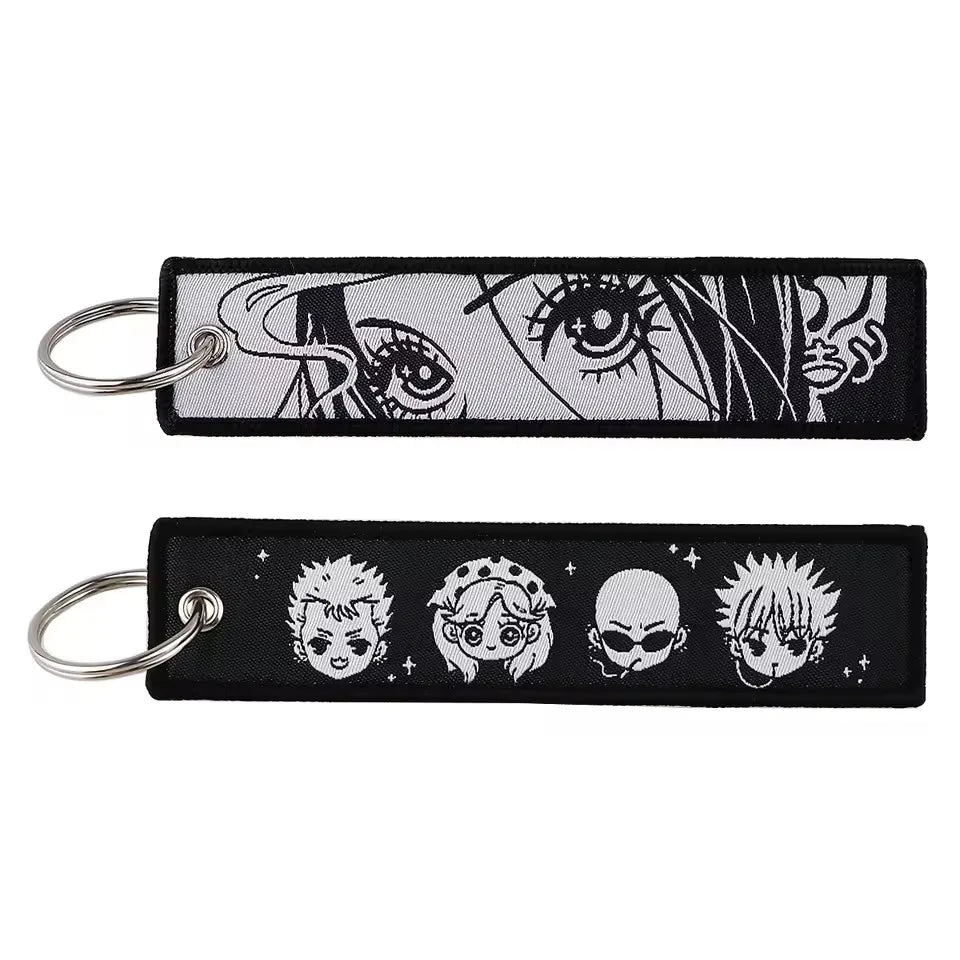 NANA Anime Eye Keychain for Motorcycles and Cars Backpack Manga Key Tag Cartoon Embroidery Key Fobs Bag Keyring Chaveiro Jewelry