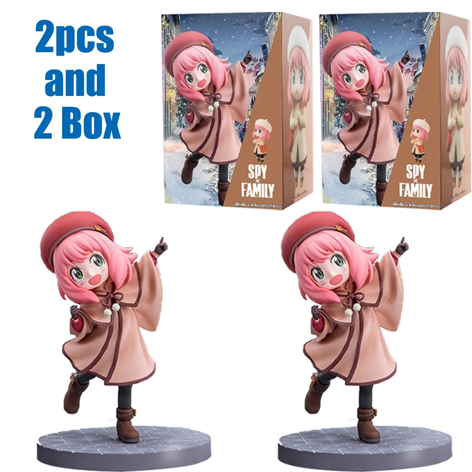 New  Anime Spy X Family CODE:White 14cm Toy PVC Anya Winter Clothing Detective Image Desktop Decorations Cute Gifts for Kids