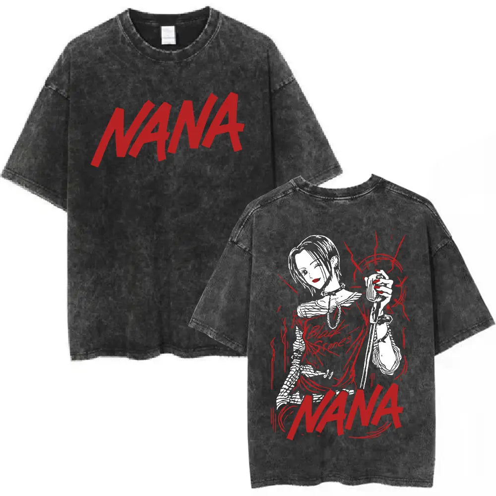 Camiseta NANA – Osaki Nana & Komatsu Nana Estilo Vintage Lavada Unissex