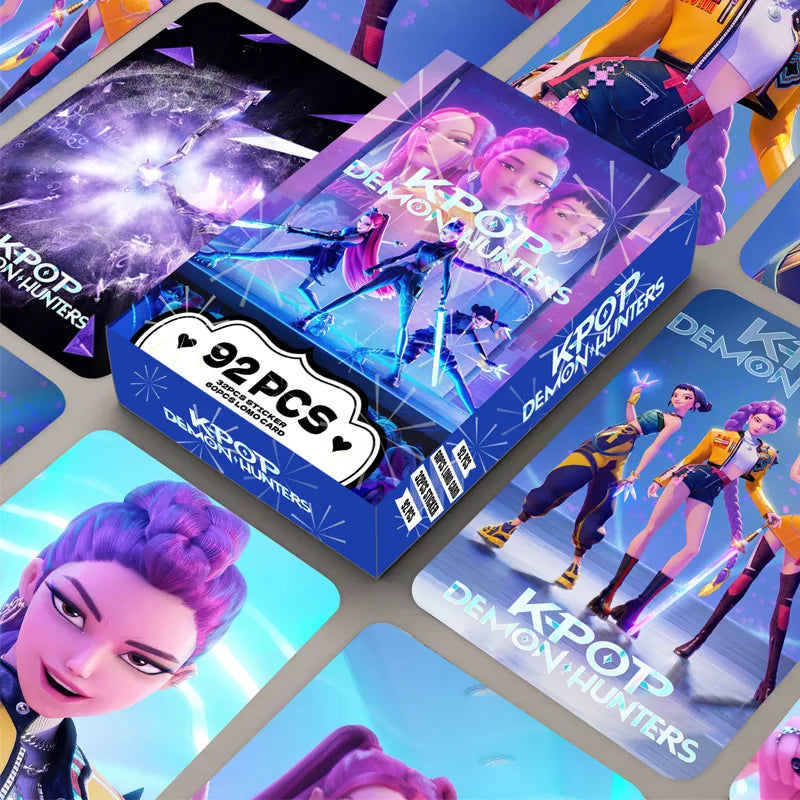 b 30/55/92pcs Kpop Demon Hunter  for Boys Girls Cartoon Anime Animation Surrounding Students Fashion Cute Collect Cards Gifts