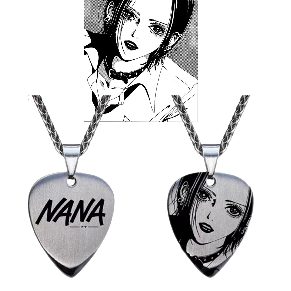 Anime NANA Choker – Colar de Aço com Pingente Estilo Palheta de Guitarra