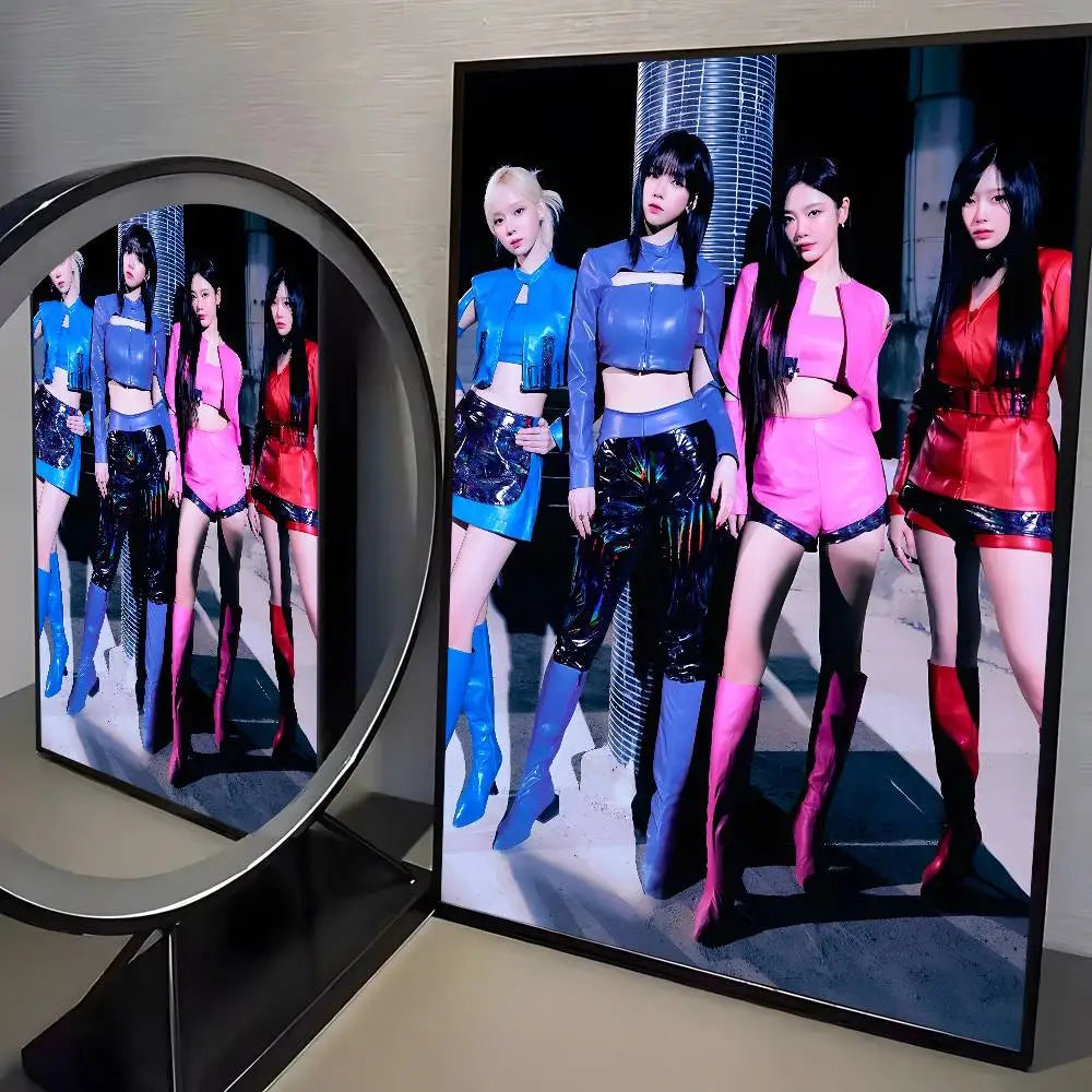 Korean pop music A-Aespa Poster art HD canvas advanced aesthetic Printing Paper Wall Art for Living Room Home Decor