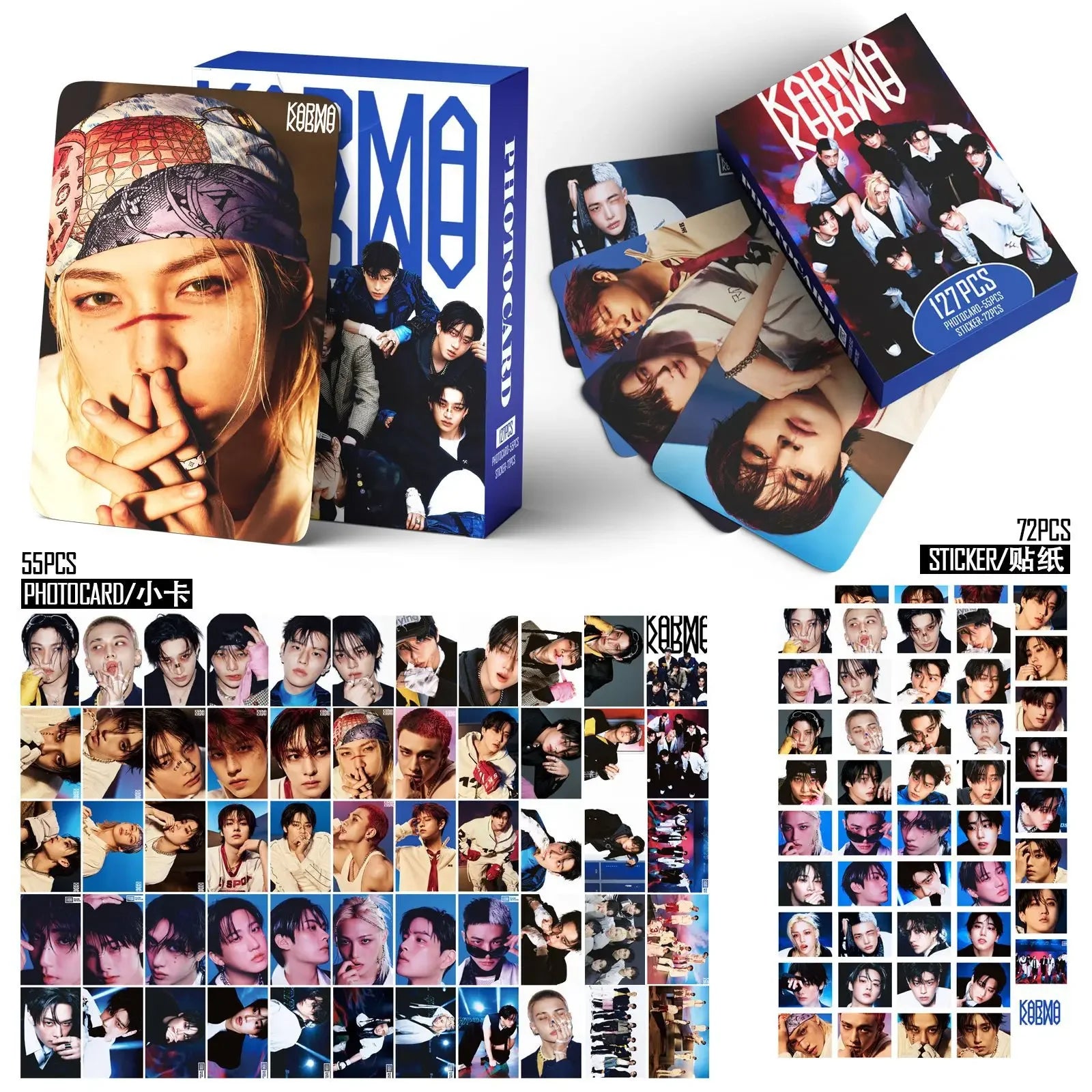 127pcs New Album KARMA HOP Photo Card Photocards Stickers Kpop Merch Lomo Cards Set Fans Collection Cards Gift