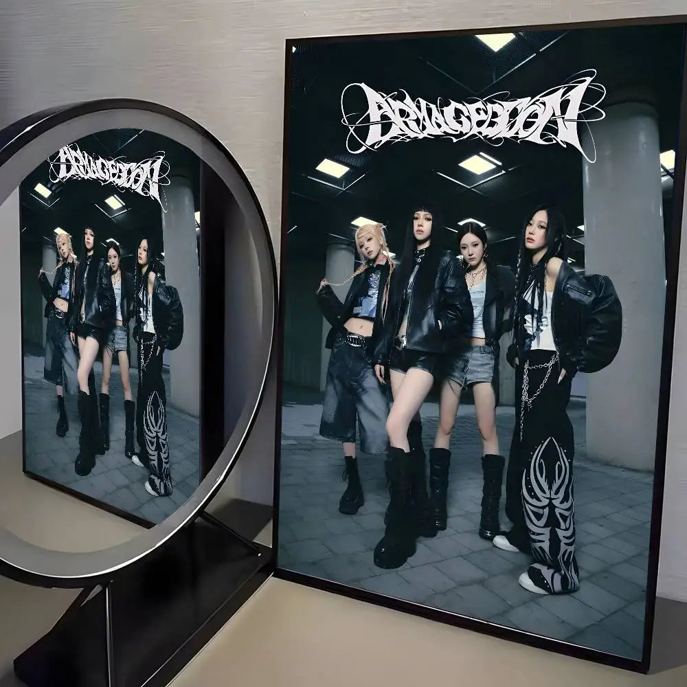 Korean pop music A-Aespa Poster art HD canvas advanced aesthetic Printing Paper Wall Art for Living Room Home Decor