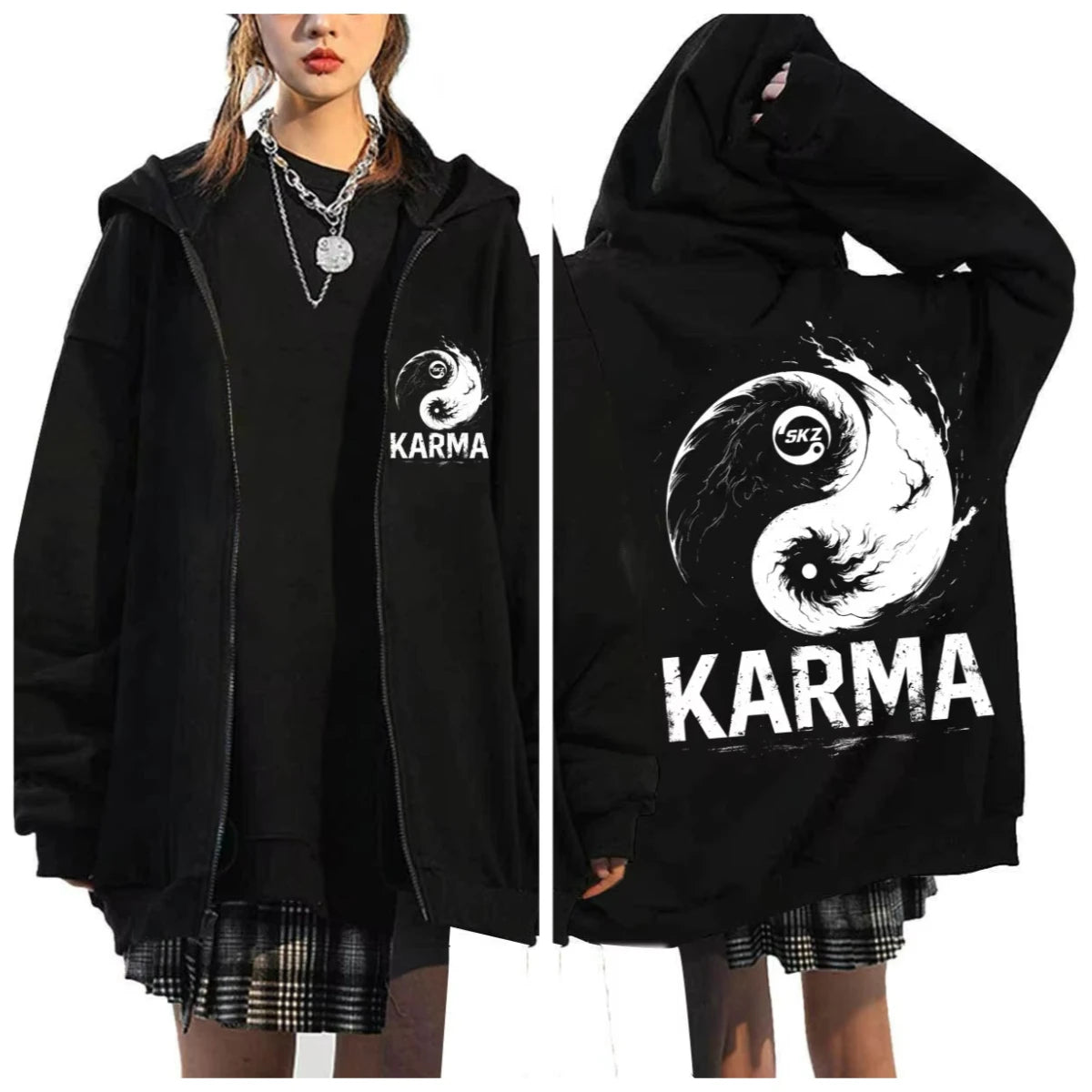 KPOP The 4th Album KARMA FELIX HAN BANGCHAN CHANGBIN HYUNJIN SEUNGMIN LEE KNOW Zip Up Women/Men Hoodie Sweatshirt Couple Clothes