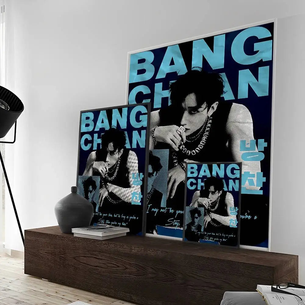 Korean K-pop Bang Chan Singer Whitepaper Poster Fancy Wall Sticker For Living Room Bar Decoration Decor Art Wall Stickers