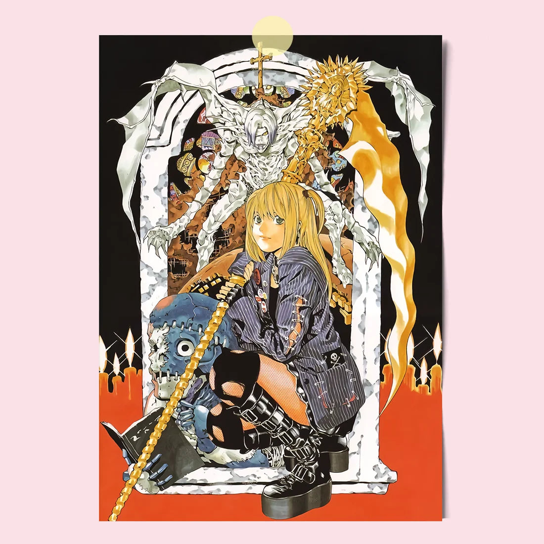 Japanese Comics Death Note Frameless Canvas Painting Poster Light Yagami Comics Peripheral Misa Amane Indoor Room Decoration