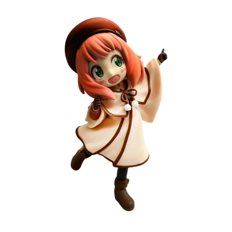 New  Anime Spy X Family CODE:White 14cm Toy PVC Anya Winter Clothing Detective Image Desktop Decorations Cute Gifts for Kids