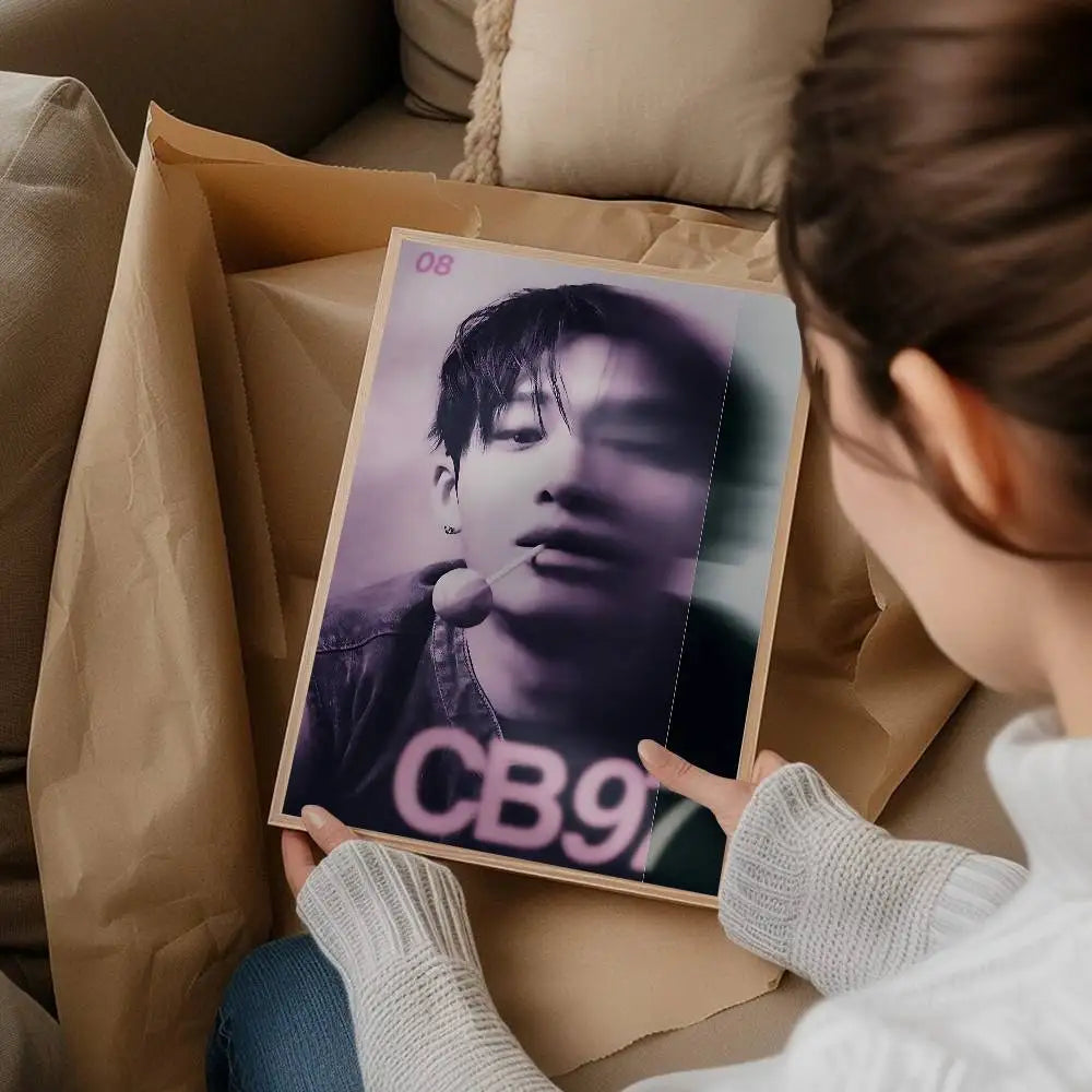 Korean K-pop Bang Chan Singer Whitepaper Poster Fancy Wall Sticker For Living Room Bar Decoration Decor Art Wall Stickers