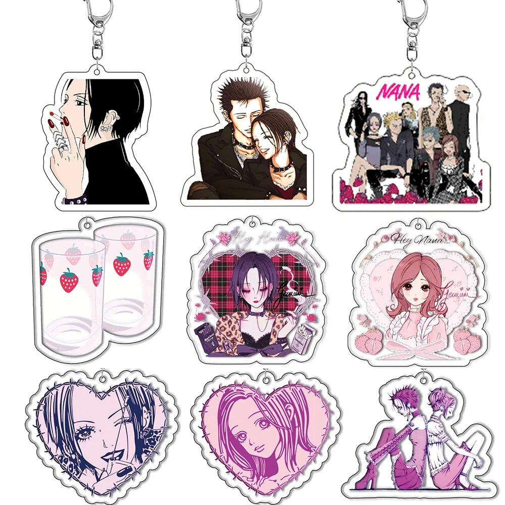 Anime Nana Keychain Cartoon  Bag Funny Pendant Keyring Jewelry Girls Women Fans Gifts Cosplay Car Keychains Pendant Jewelry