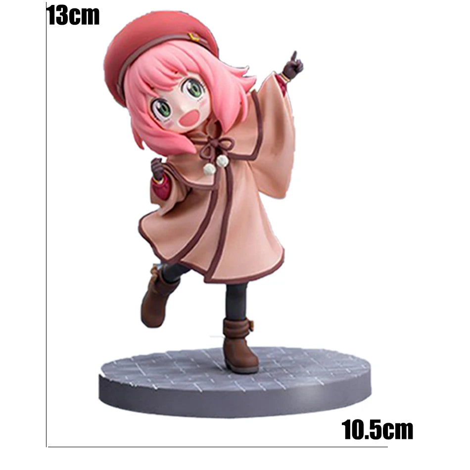 New  Anime Spy X Family CODE:White 14cm Toy PVC Anya Winter Clothing Detective Image Desktop Decorations Cute Gifts for Kids