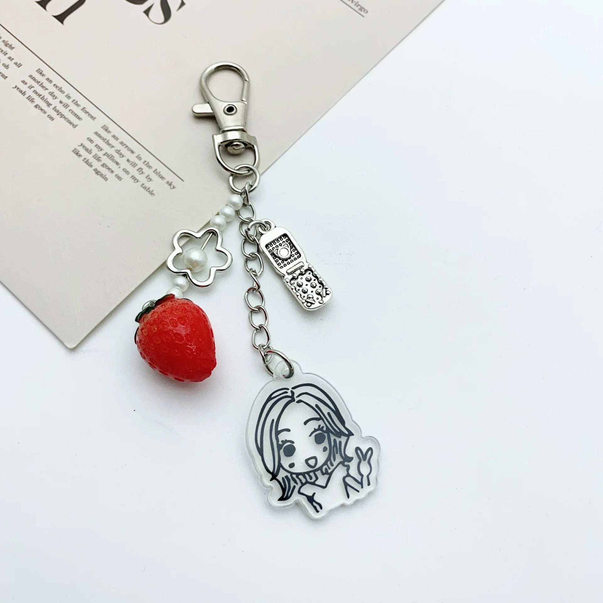 Super Cute Ai Yazawa Osaki Nana Anime Nana Hachi Matching Phonecharm Heart Strawberry Pendant Keychain Y2K Handmade Jewelry