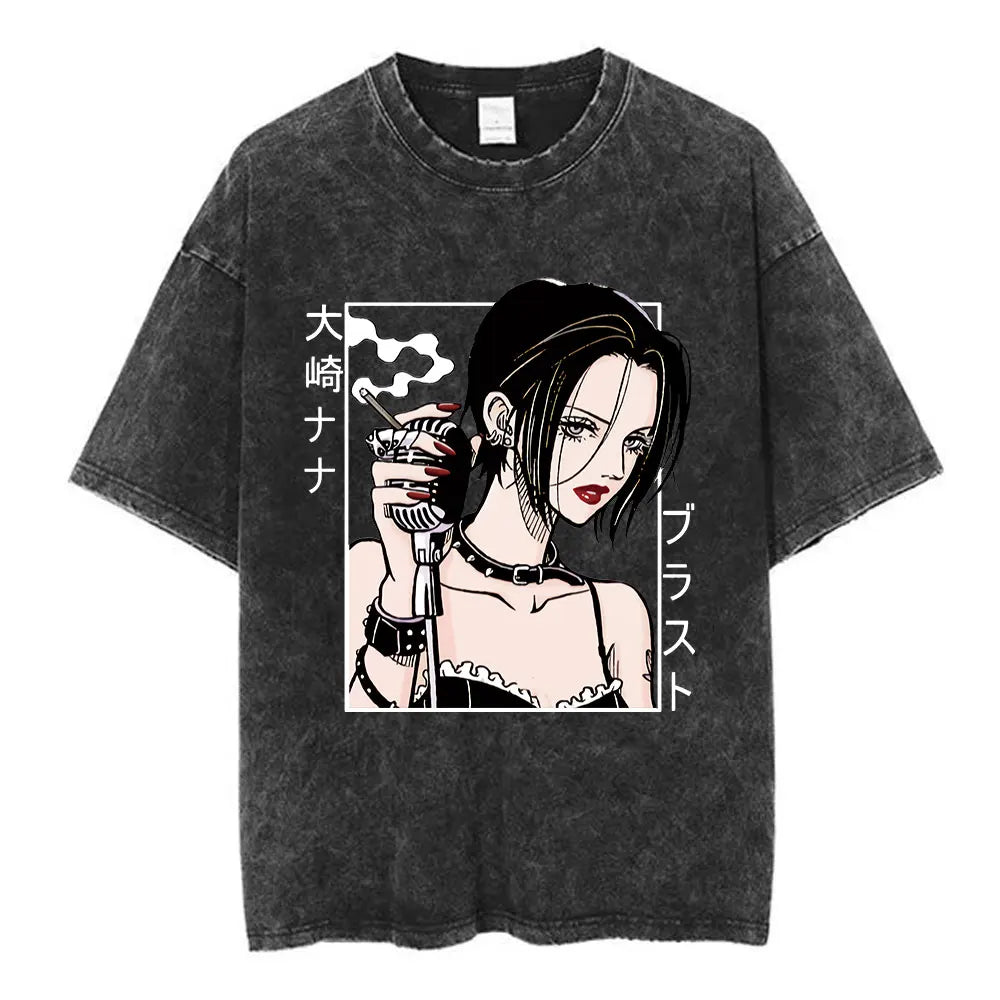 Camiseta NANA – Osaki Nana & Komatsu Nana Estilo Vintage Lavada Unissex