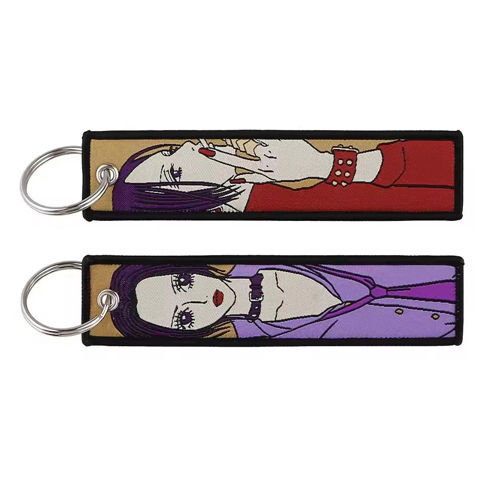 NANA Anime Eye Keychain for Motorcycles and Cars Backpack Manga Key Tag Cartoon Embroidery Key Fobs Bag Keyring Chaveiro Jewelry