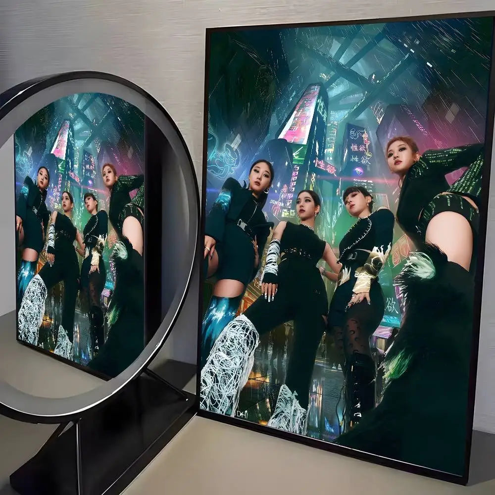 Korean pop music A-Aespa Poster art HD canvas advanced aesthetic Printing Paper Wall Art for Living Room Home Decor