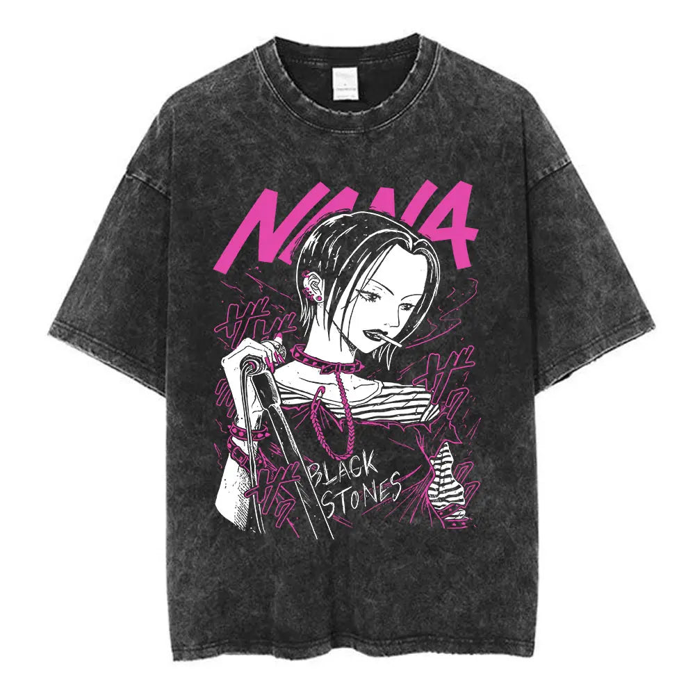 Camiseta NANA – Osaki Nana & Komatsu Nana Estilo Vintage Lavada Unissex