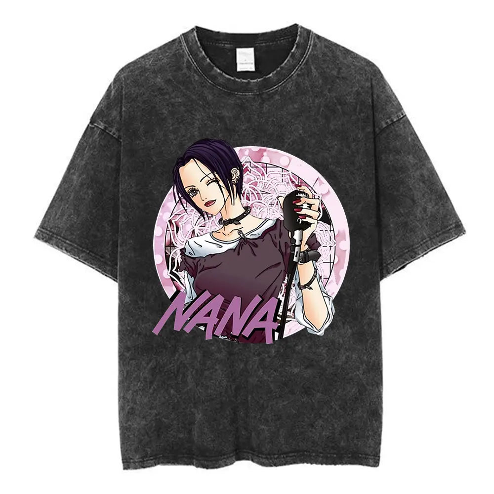 Camiseta NANA – Osaki Nana & Komatsu Nana Estilo Vintage Lavada Unissex