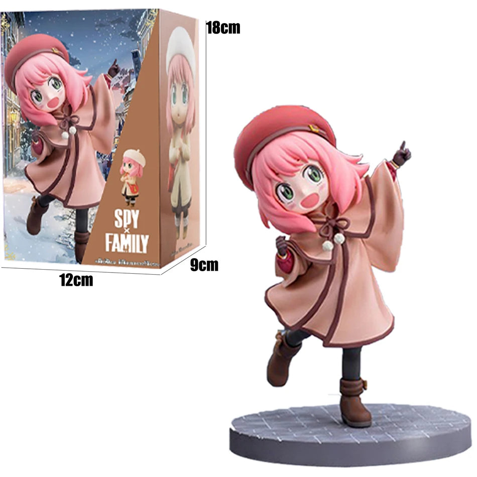 New  Anime Spy X Family CODE:White 14cm Toy PVC Anya Winter Clothing Detective Image Desktop Decorations Cute Gifts for Kids