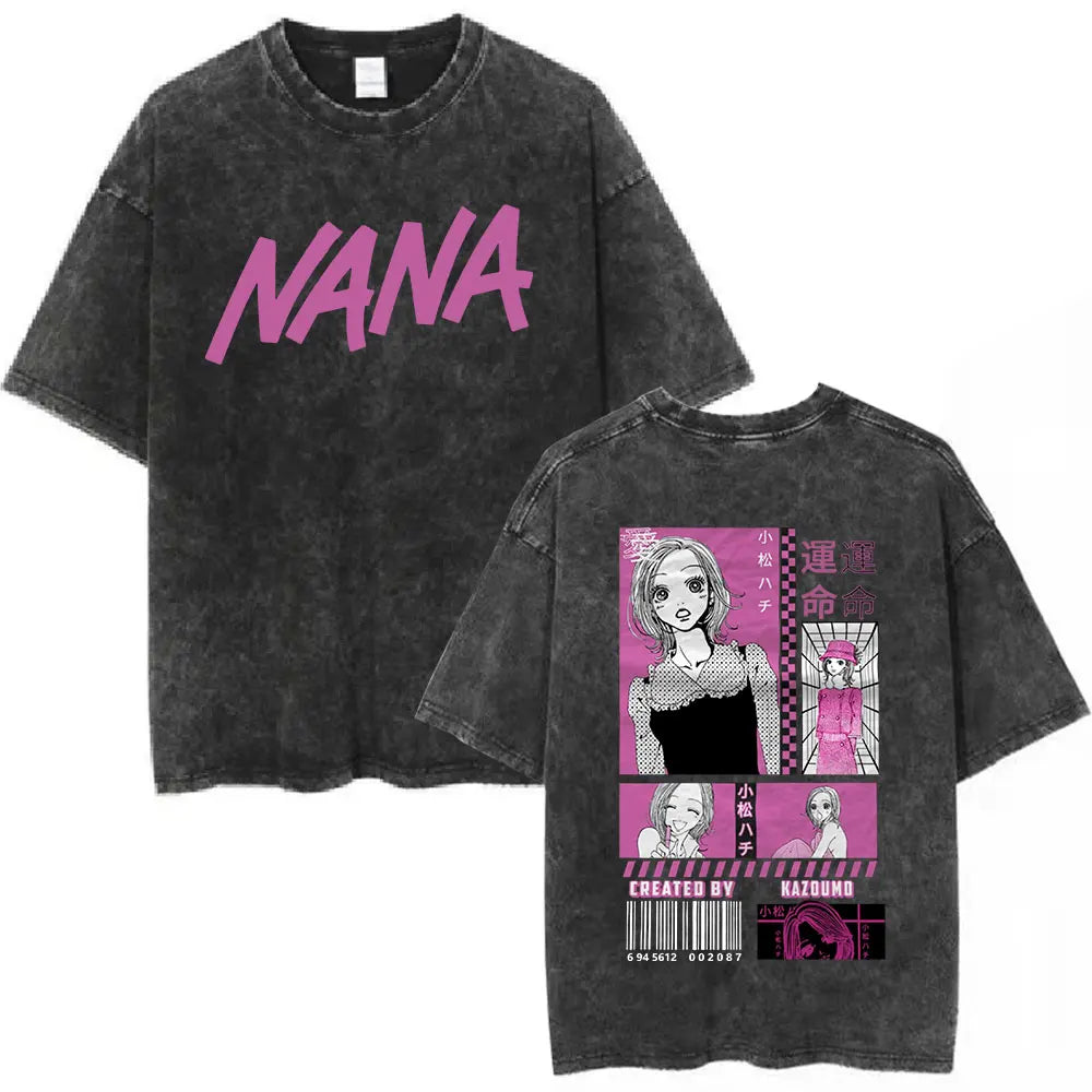 Camiseta NANA – Osaki Nana & Komatsu Nana Estilo Vintage Lavada Unissex