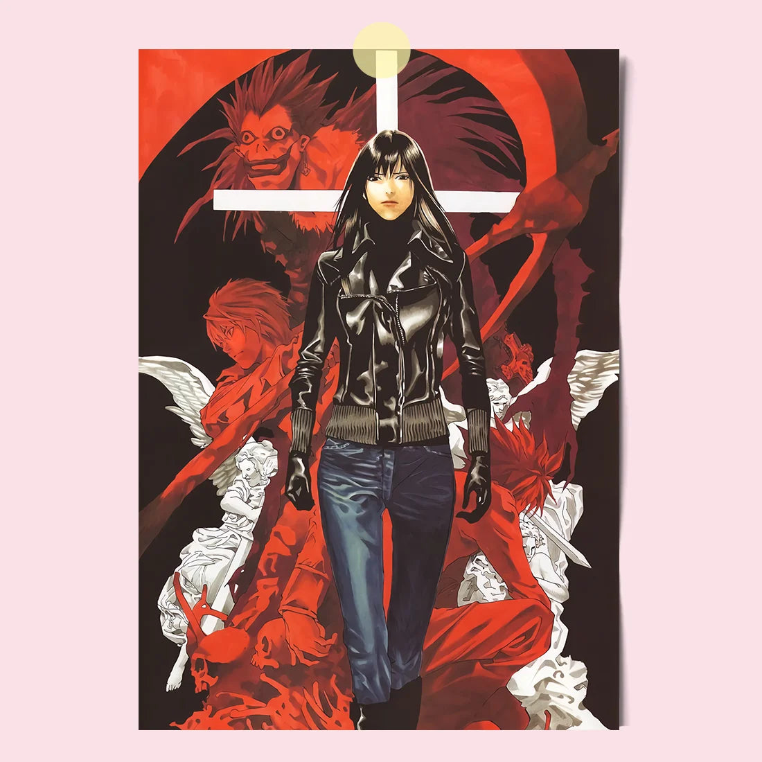 Japanese Comics Death Note Frameless Canvas Painting Poster Light Yagami Comics Peripheral Misa Amane Indoor Room Decoration