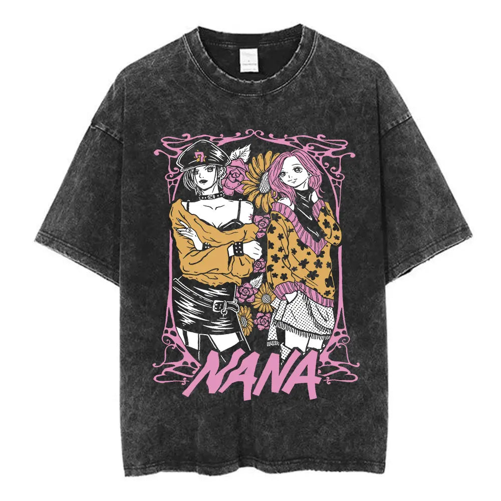 Camiseta NANA – Osaki Nana & Komatsu Nana Estilo Vintage Lavada Unissex