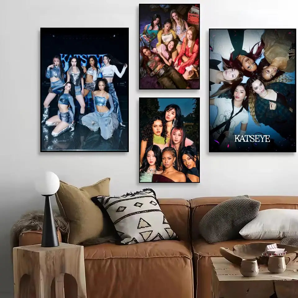 Pop Kpop Groups K_KatseyeS Magazines Poster Decorative Wall Art Stickers Mural Photo Print for Home Living Room Hallway Decor