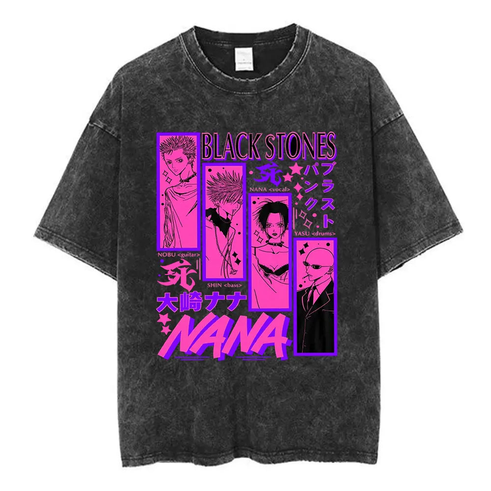 Camiseta NANA – Osaki Nana & Komatsu Nana Estilo Vintage Lavada Unissex