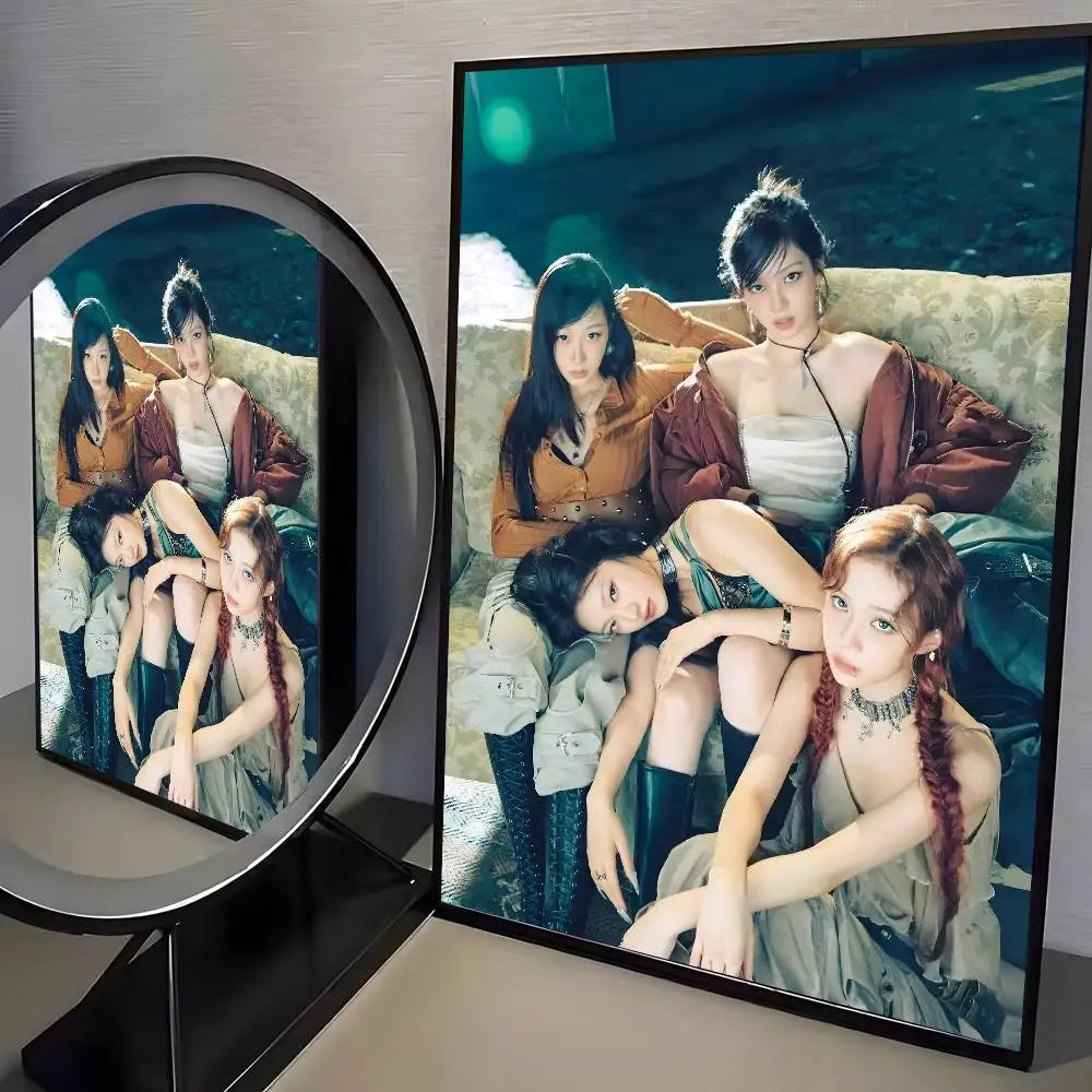 Korean pop music A-Aespa Poster art HD canvas advanced aesthetic Printing Paper Wall Art for Living Room Home Decor