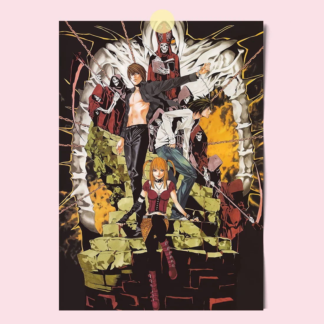 Japanese Comics Death Note Frameless Canvas Painting Poster Light Yagami Comics Peripheral Misa Amane Indoor Room Decoration