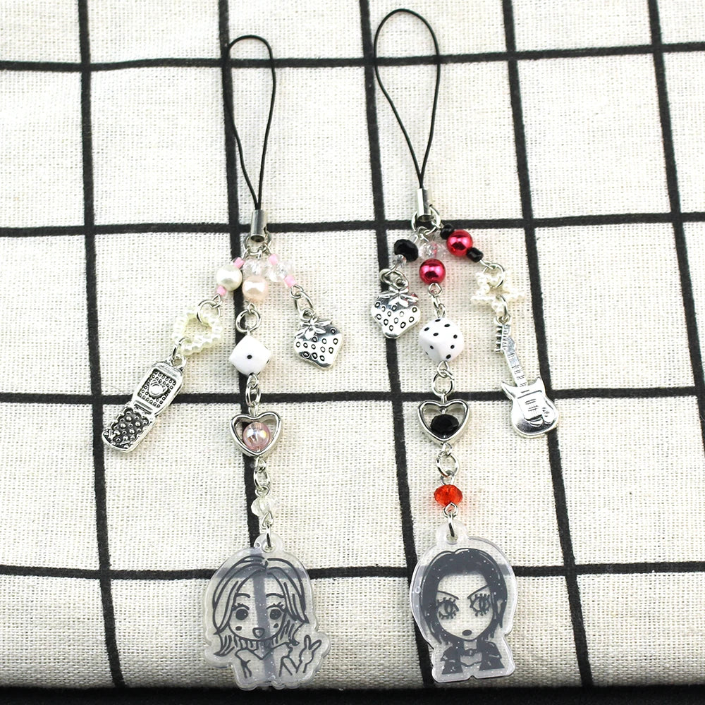 Super Cute Ai Yazawa Osaki Nana Anime Nana Hachi Matching Phonecharm Heart Strawberry Pendant Keychain Y2K Handmade Jewelry